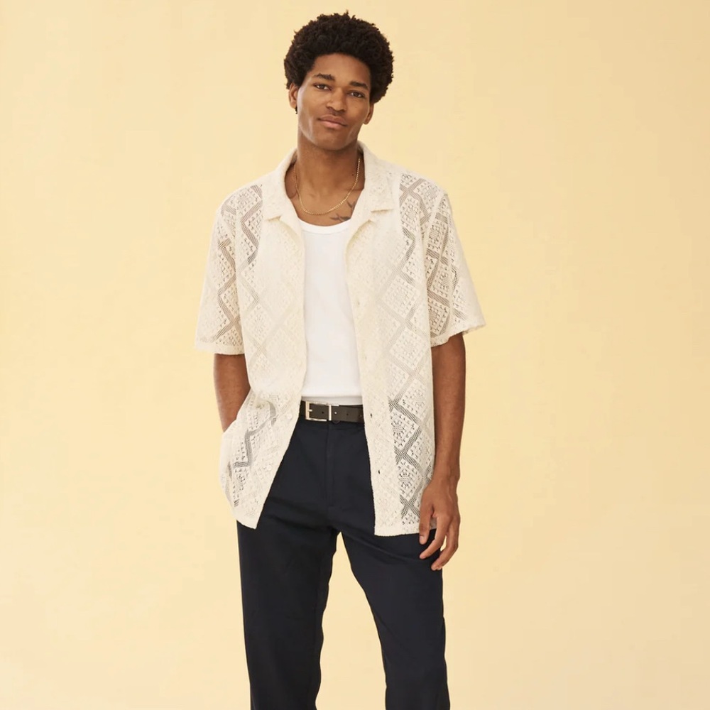 Bound LACE VACATION SHIRT - CREAM